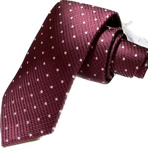 Donald J. Trump Signature Collection 100%Silk Woven Tie Rich Burgundy Cream Oval